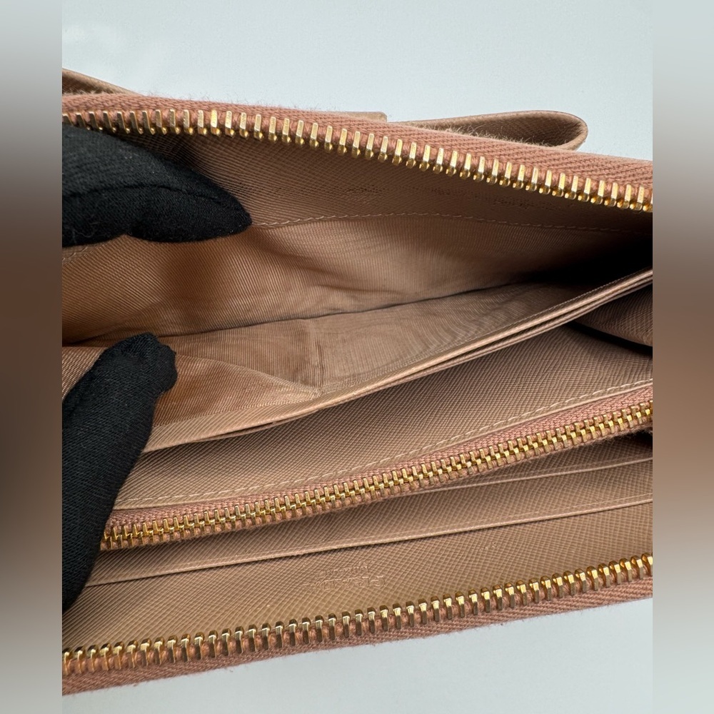 Prada Bow Zip Around Wallet in Beige - Picture 3 of 11